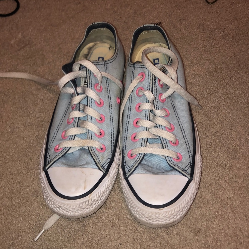 Custom light blue converse low tops size 7